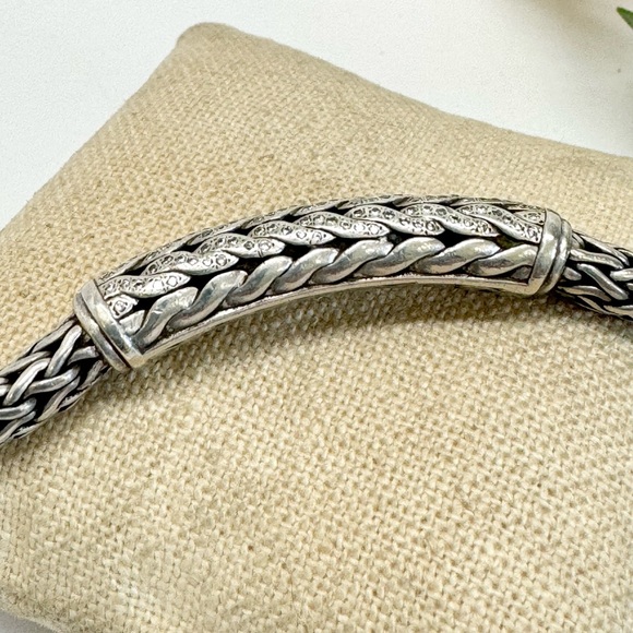 John Hardy Diamond Station 8mm Classic Chain Bracelet .925/18K Gold - Picture 7 of 12